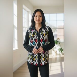 Trina Turk  100 % Silk  Button Down Long sleeves Blouse.  Size S